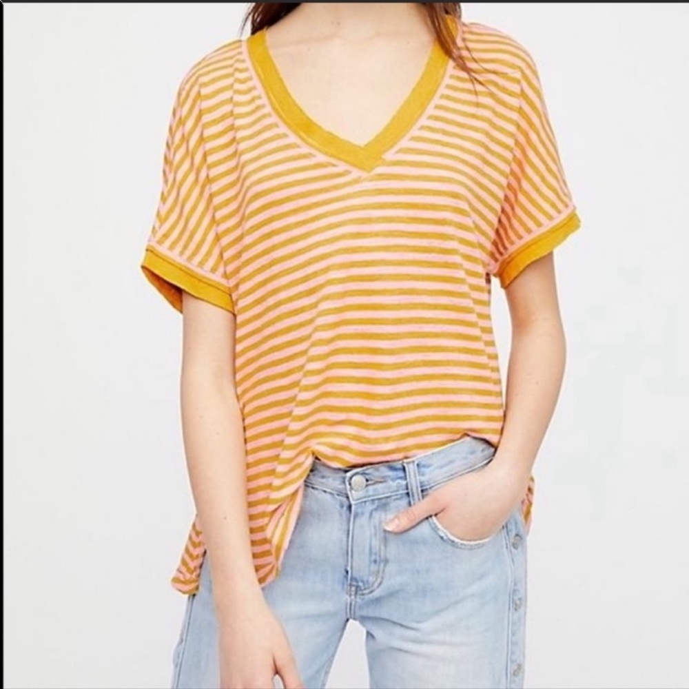 Free People Striped Take Me Tee
